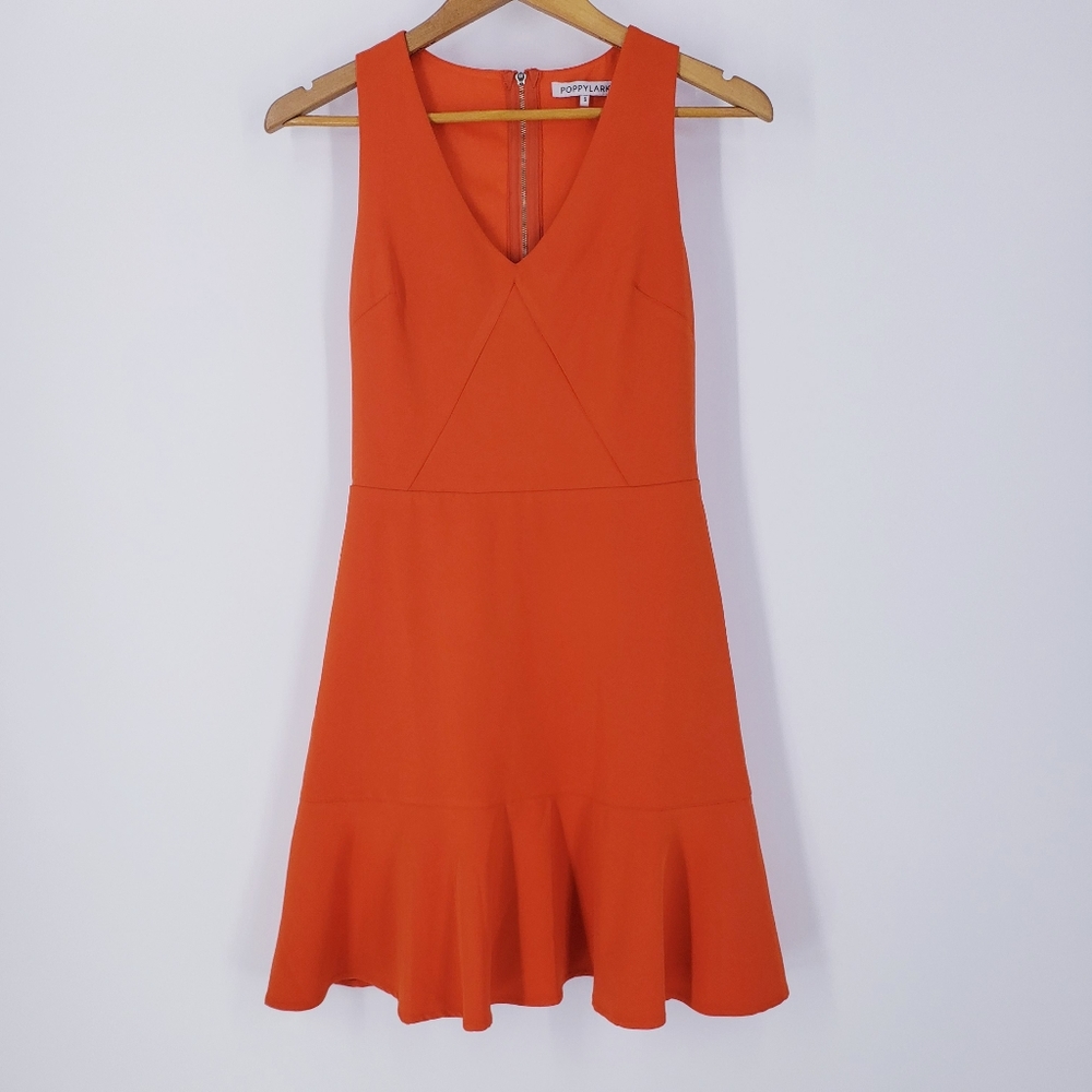 POPPYLARK Orange Ruffle Hem Dress
